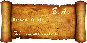 Breyer Albin névjegykártya